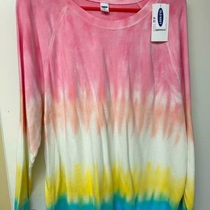 Old Navy Rainbow Tie Dye Relaxed Vintage Crew Neck Sweatshirt Size XL NWT